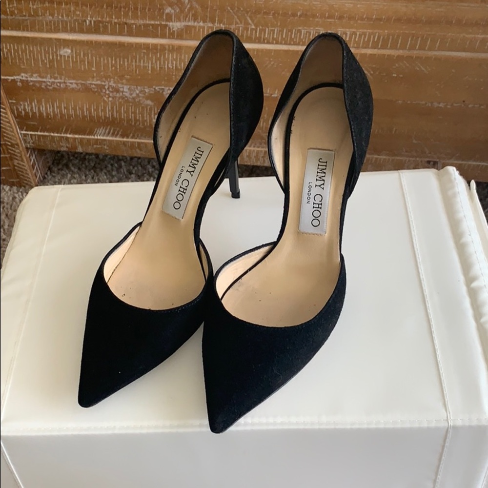 Black suede Jimmy Choo heels